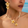 2pcs/set Fashionable and Elegant Flower Pendant Necklace and Earrings Jewelry Set Suitable for Women's Daily Gatherings, Parties, Holiday Travel, and as a Gift for Your Wife on Festivals