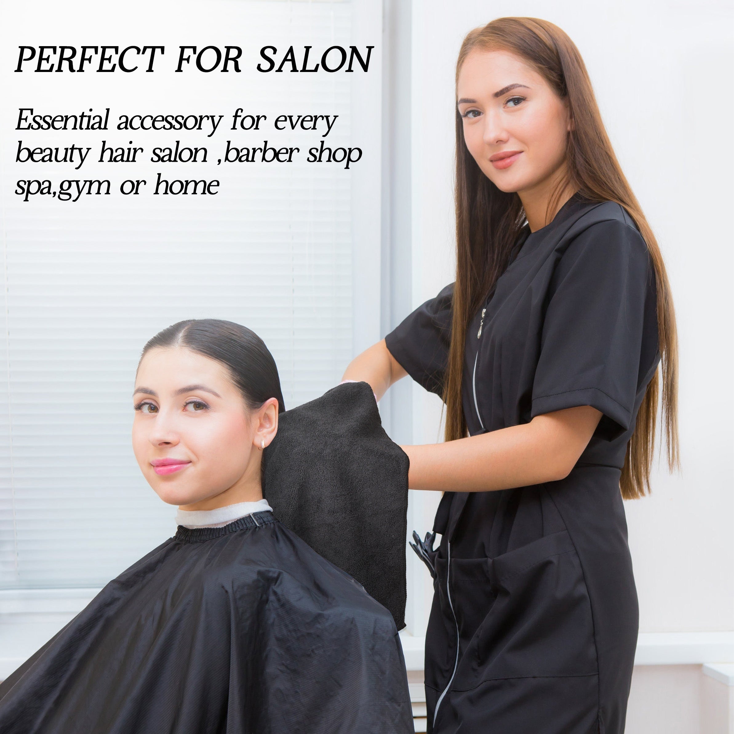 26 Packs of Bleach Proof Salon Towels Absorbent Microfiber Towels Bleach Resistant Salon Hand Towels for Gym Bath Spa Shaving Shampoo Home Hair Drying 16 x 28 Inches (Black)