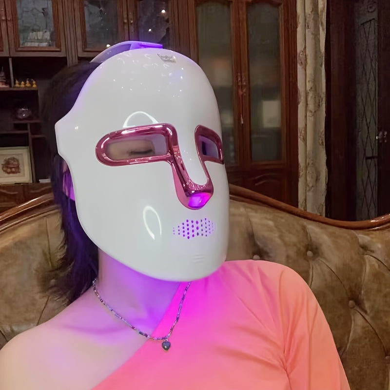 7-Color LED Light Therapy Face & Neck Mask – Rechargeable Skincare Mask for Anti-Aging, Acne, and Glow Boosting – Perfect Valentine's Day Gift for Women