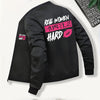 Everyday Comfort, Women's "Real Women Hustle Hard" Casual Bomber Jacket - Mint Green, Long Sleeve, Zip-Up with Pink Lips Graphic, Polyester Blend, Machine Washable, Motivational Apparel|Trendy Bomber Jacket|Smooth Texture Fab