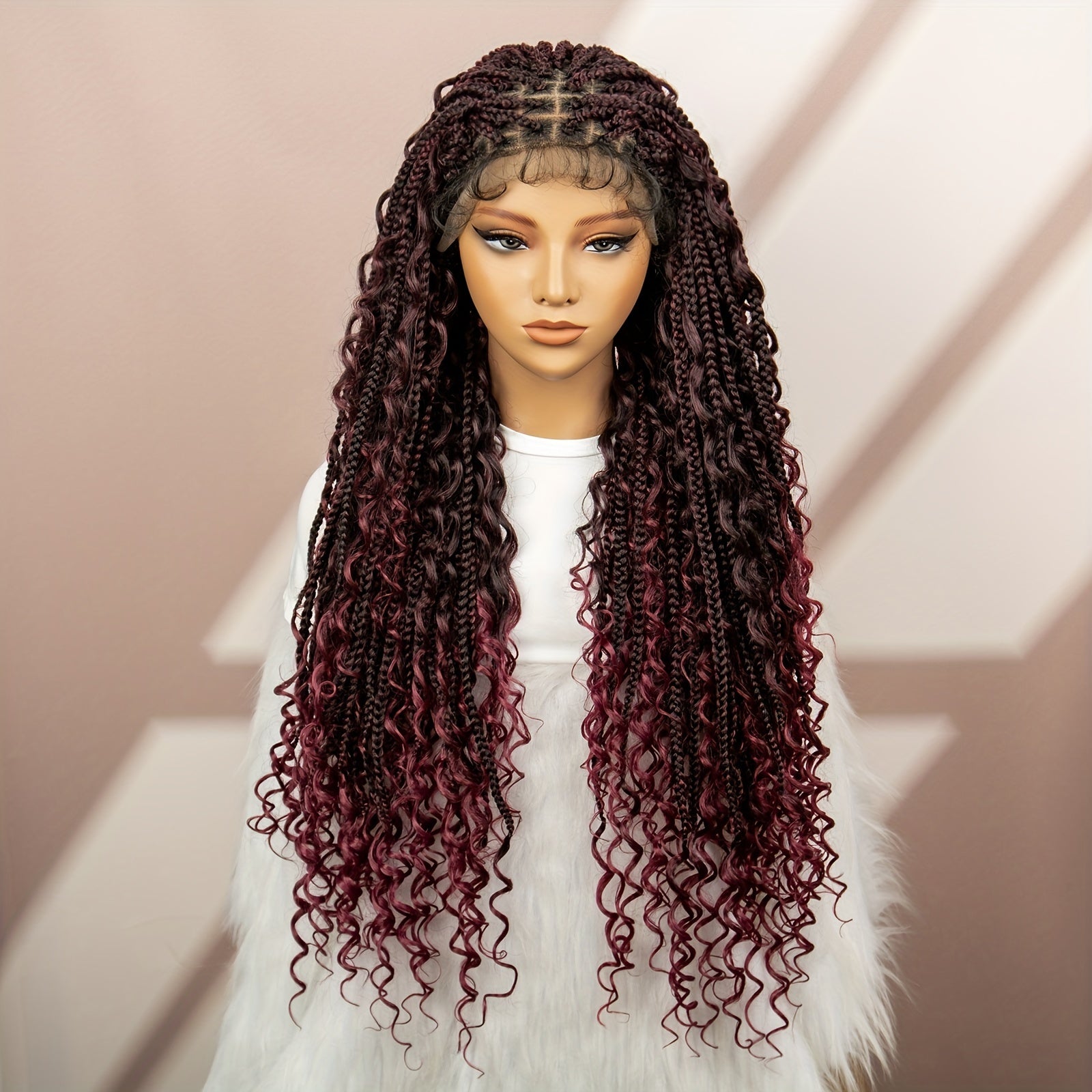 Women'S Anytime Wig, 9x6 Lace Front Synthetic Braided Butterfly Braid Hairpiece, Comfortable Breathable Fashion Daily Wear, Heat Resistant Fiber, Full Top Hair Extension