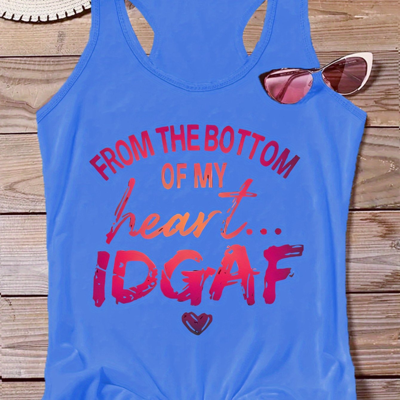 Letter Print Crew Neck Tank Top, Casual Sleeveless Top For Summer & Spring, Women's Clothing