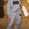 1set Women'S Casual Crew Neck Sweat Suit, Polyester Knit Fabric with Alphabet Pattern, Long-Sleeve Sweatshirt and Sweatpants Set for Fall/Winter