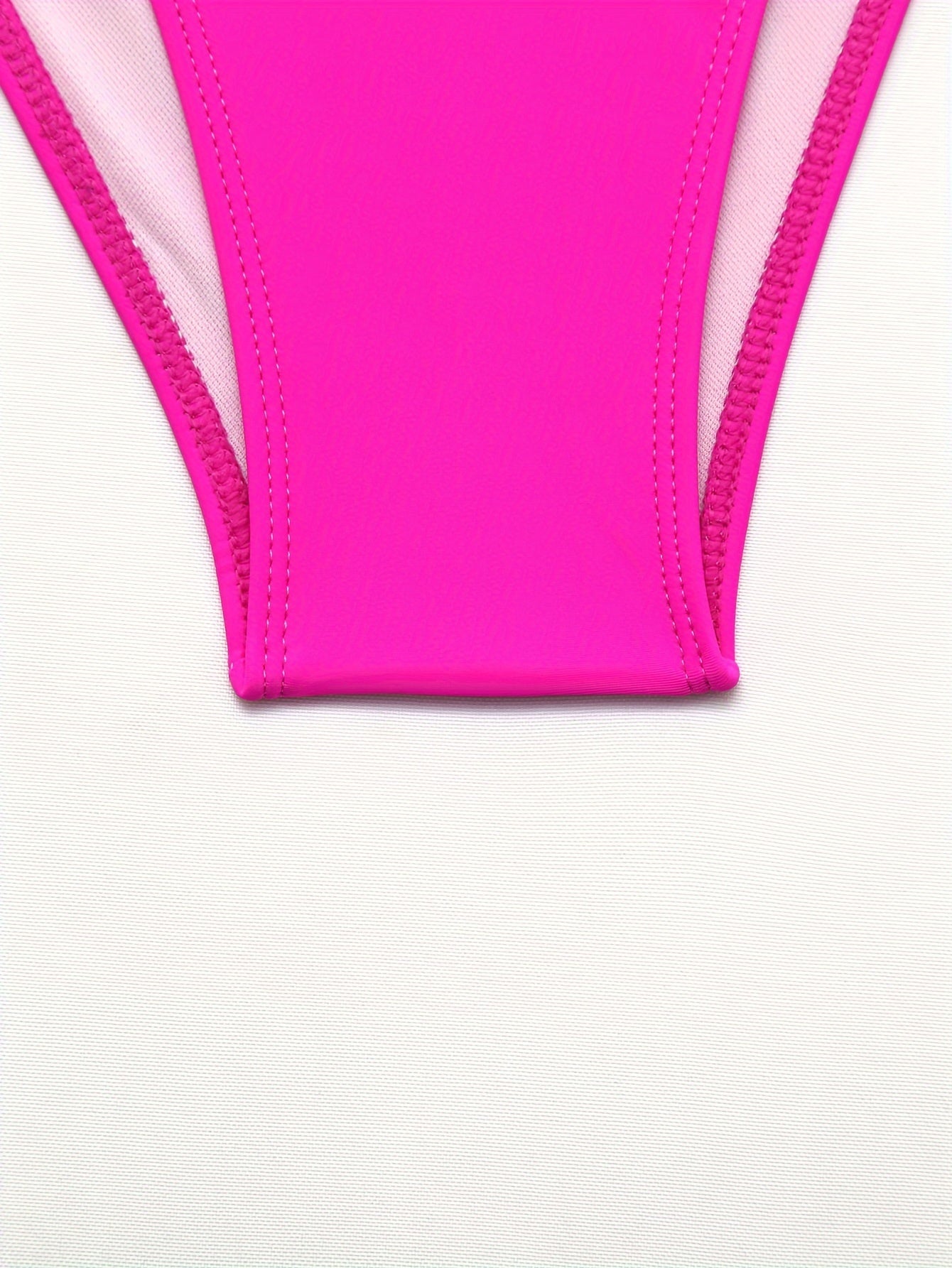 Women'S High Stretch Color Block Bikini Set - European & American Style Triangle Cross Strap Swimsuit with Neon Green, Pink, Blue, Orange Bandeau Top & High-Waisted Bottoms