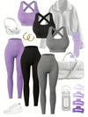 [Seamless Yoga Leggings] 3pack High-Waisted Yoga Leggings Set - Seamless, Breathable, All-Season - With Built-In Bra