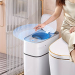 Bathroom Smart Touchless Trash Can - 4 Gallon Automatic Motion Sensor Rubbish Can with Lid Electric Narrow Small Garbage Bin for Kitchen, Office, Living Room, Toilet, Bedroom, RV
