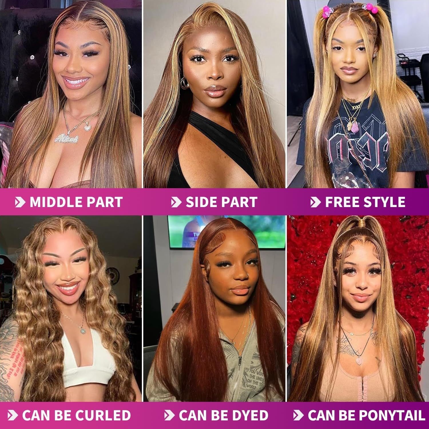 30 Inch Ombre Highlight 13x6 HD Transparent Lace Front Wig Human Hair - Pre-Plucked 180% Density Glueless Honey Blonde to Darker Brown Wig for Women, Party & Casual Attire, All Ethnicities, Wig Accessories