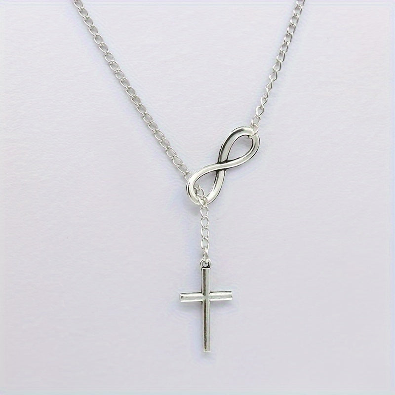 Minimalist Lucky 8-character Cross Short Necklace Jewelry