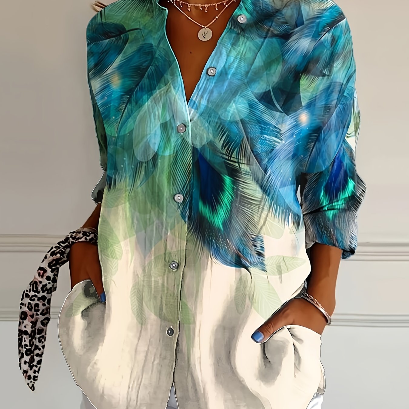 Vibrant Tie-Dye Print Long Sleeve Casual Shirt - Lightweight, Easy Dry, Polyester Blend, Button-Up Cardigan with Vibrant Design, Ideal for Daily Wear and Vacation, Vacation Essential | Casual Style | Glossy Texture
