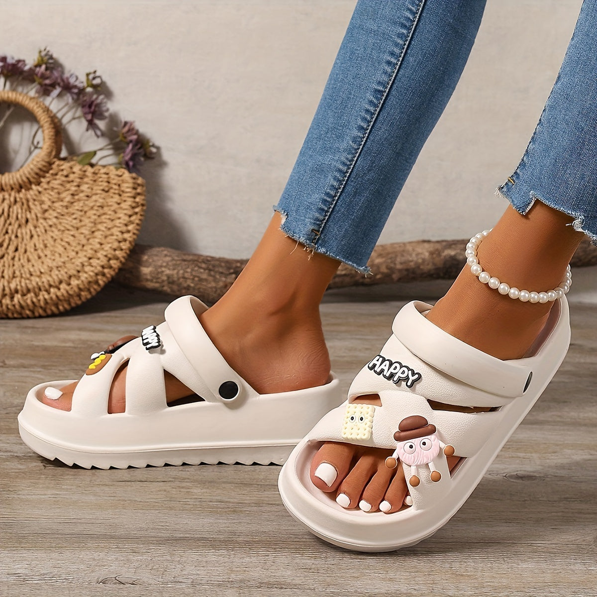 Perfect Easter Gift, Party Essential, 2025 Summer New Arrivals, Japanese and Korean Fashion, Women's Trendy Thick-Soled Fish Mouth Mules Slippers, Lightweight Breathable, Suitable for Home, Outdoor, Office, and Parties, Comfo