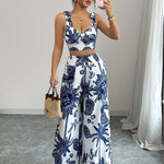 European and American Fashion Tropical Print Casual Vacation Set