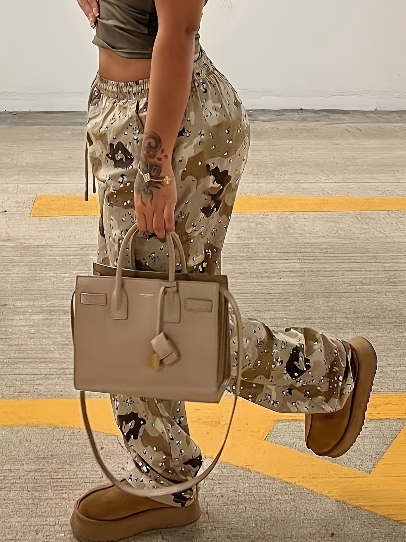 Y2K Style Paisley Pattern Drawstring Cargo Pants, 95% Polyester 5% Spandex, Machine Washable - Spring/Summer/Fall, Work Pants