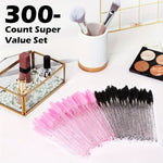 300pcs Disposable Mascara Wands, Crystal Eyelash Brush Eyebrow Spoolies for Eyelash Extensions, Pink & Black Mascara Brush