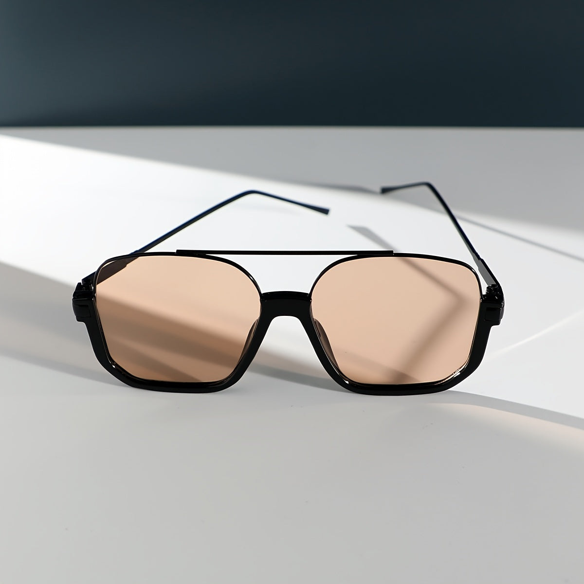 Women'S Fashion Square Glasses, Metal Frame, -Reflective PC Lens, Large Double Bridge, College Parties, and