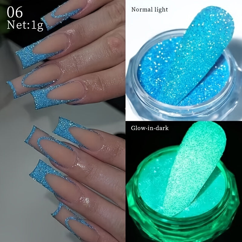 7-Piece Glow-in-the-Dark Nail Polish Set - Sparkling, Glittery, and Perfect for Nighttime Fun!