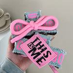 Pink Denim Bow Hair Clip for Women - Stylish Two-Tone Shark Clip with Ribbon Detail, Non-Slip Plastic Back, Perfect for Casual or Formal Occasions, Hair Accessory | Playful Accessory | Fabric Bow Detai