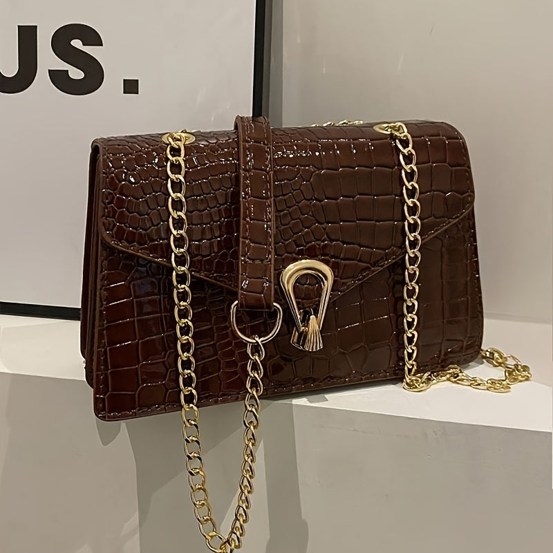 1 Women'S Fashion Rose Red Snake Pattern Crossbody Bag, Simple and Mature Style Handbag, Suitable for Daily Commuting and Holiday Parties