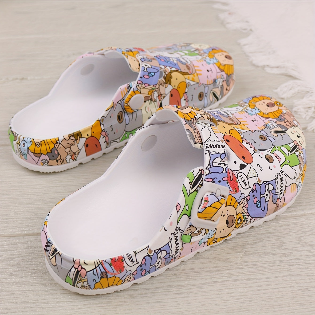 Women's Vibrant Summer EVA Clogs with Cartoon Design - Lightweight, Comfortable Slip-On Platform Shoes for Garden & Beach Wear, Perfect for All Seasons