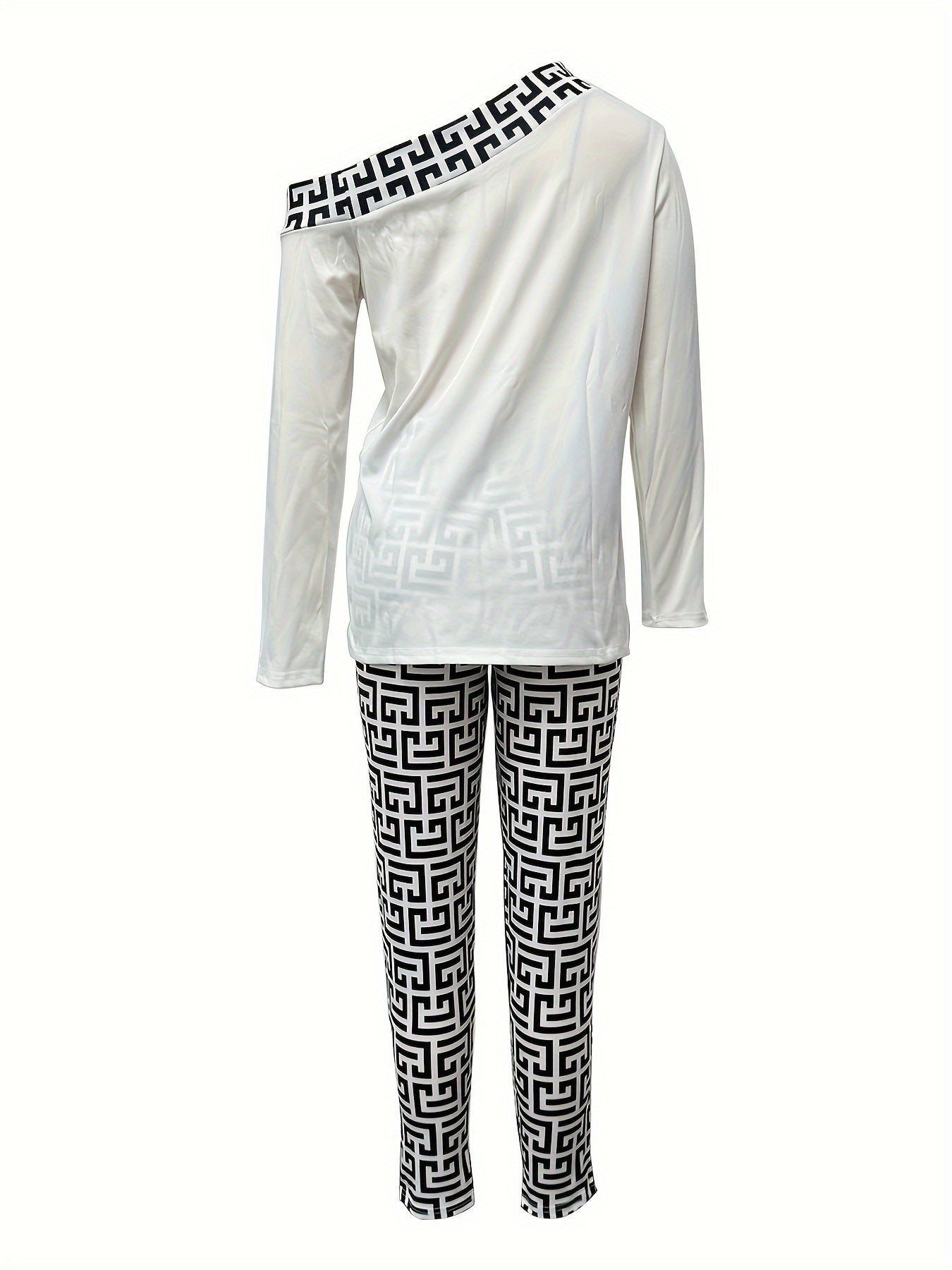 WF112 Long Sleeve Long Pants Plaid Print Two Piece Set