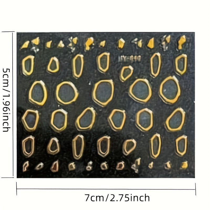 Golden Nail Art Stickers - 30 Sheets, 3D Self-Adhesive, for Acrylic Nails, Women, with Golden Line, Star, and Leaf Designs