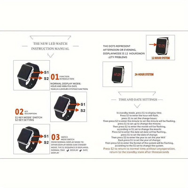 5pcs Digital Watch, Sports Fashion, Plastic Case, Silicone Band, Non-rechargeable Button Battery (Diameter＜20mm), Quadrate Electronic Watch, Luxury Bracelets, for Women, with Homecoming Season, Ramadan, Easter, Mother'S Day