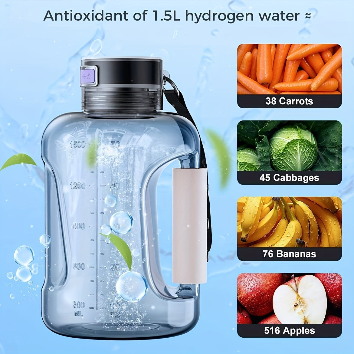 Hydrogen-Rich Water Cup Kettle Water Bottle Portable Pot Hydrogen And Oxygen Separation of High Concentration of Hydrogen-Rich Pot Large-Capacity Sports Tons Tons Bucket