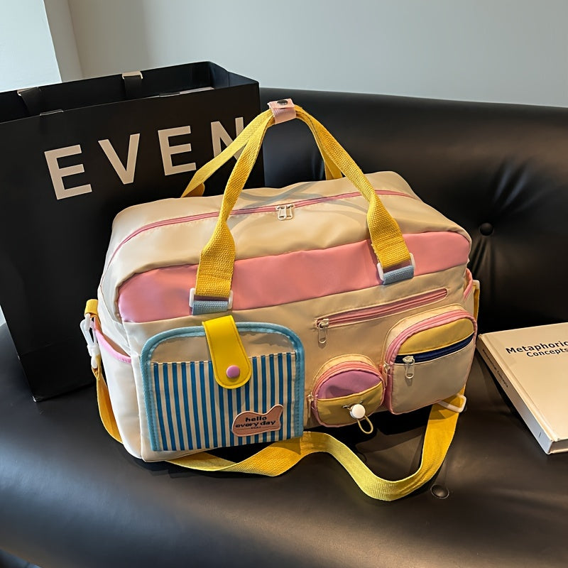[Casual Travel Bag] Lightweight Dopamine Casual Travel Bag for Women - Gym Yoga Swim Fitness Duffel, Short Trip Business Trip Carry-On, Dry Clean, No Print Design