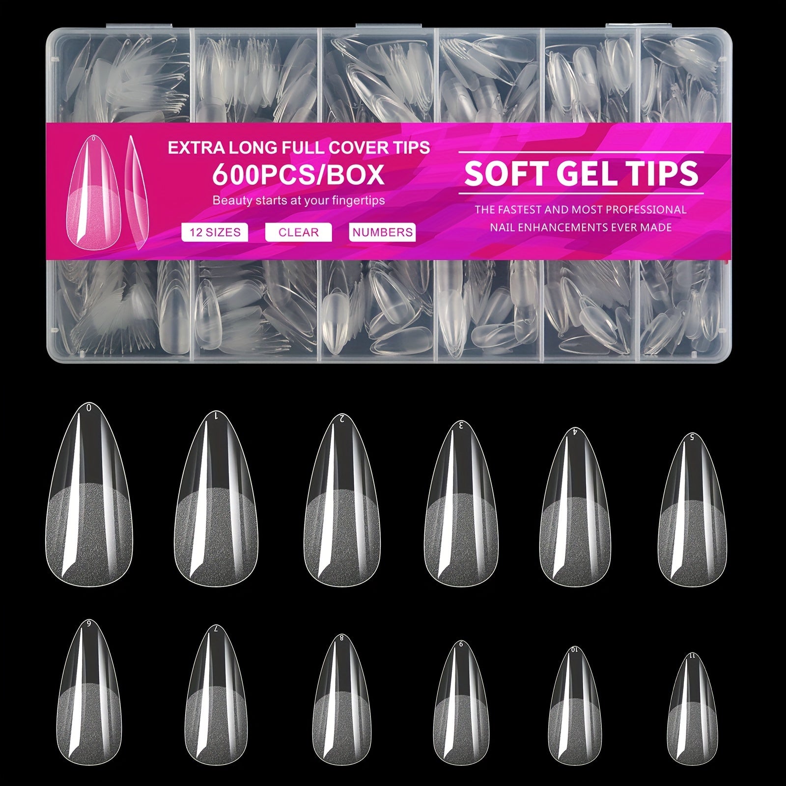 600pcs Soft Gel Nail Tips – Half Matte Clear Square Shape, Pre-Shaped Acrylic Extension Tips for Professional Manicures, Short Length Press-On Nail Art Kit