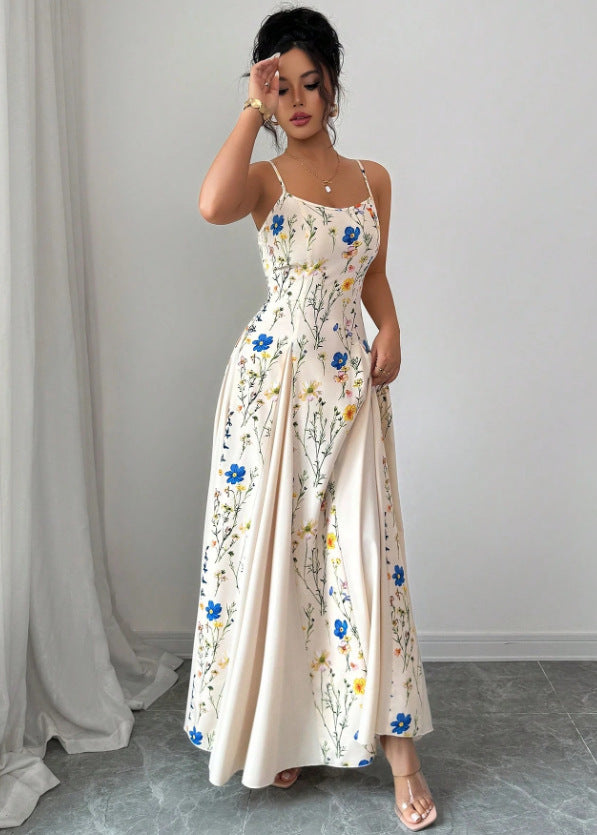 Womens Casual Minimalist Floral Halter Dress