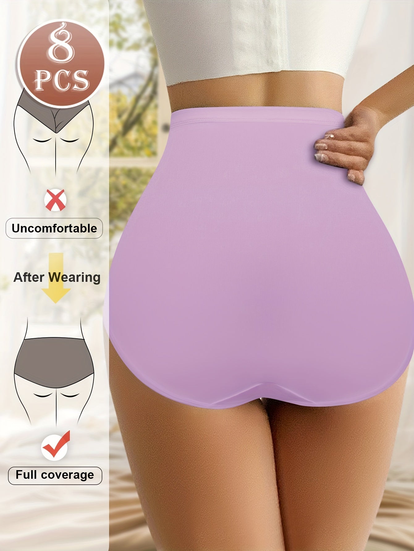 [Breathable Mesh Underwear] 8-Pack High-Waisted Breathable Women's Underwear, Seamless Mesh Cross Design Triangle Panties