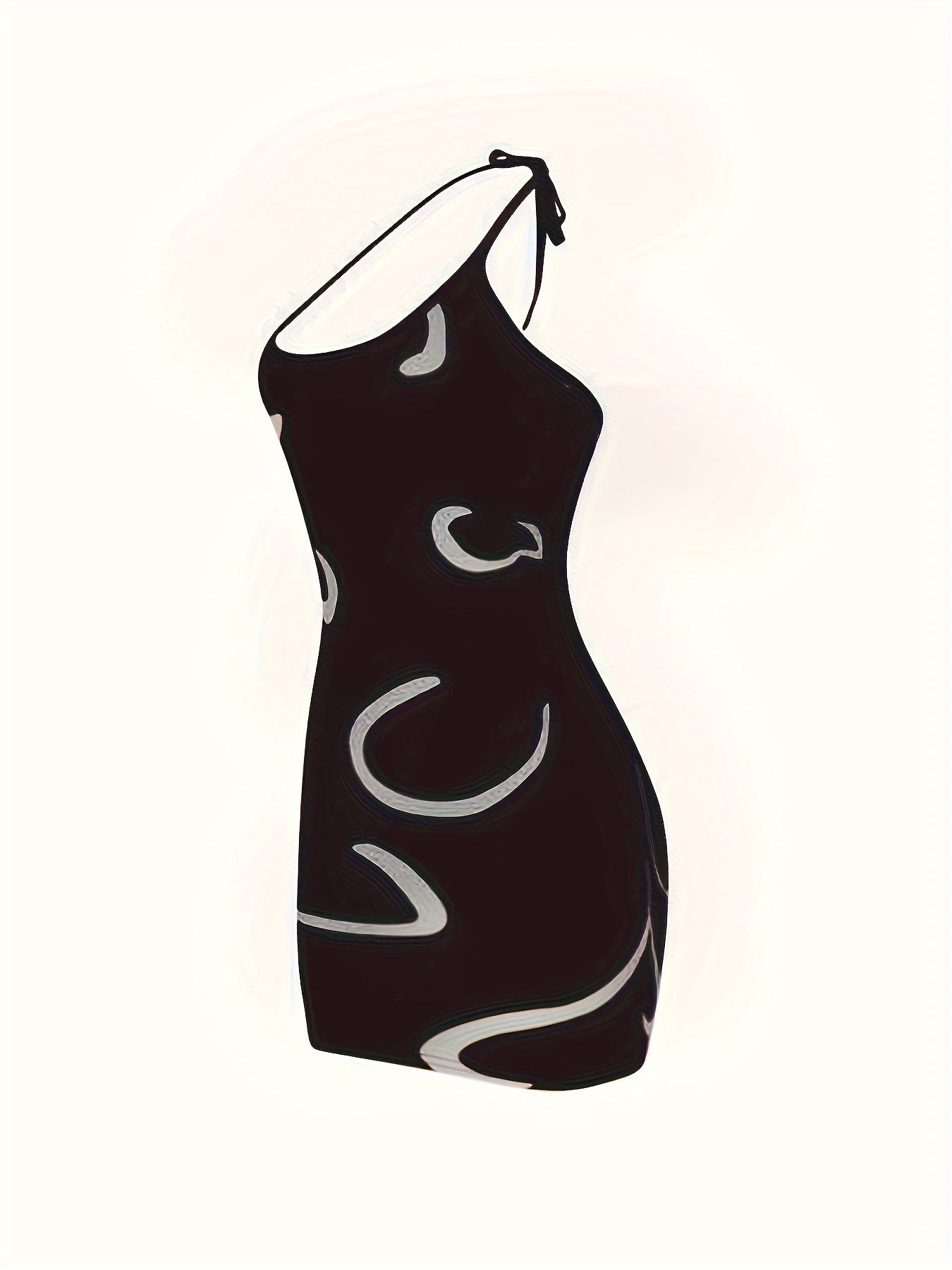 Chic Geometric Print Bodycon Dress for Women - Sexy V-Neck, Stretch Fit with Spaghetti Straps, Machine Washable - For Women - Perfect for Parties & Night Out - Ideal Gift for Her