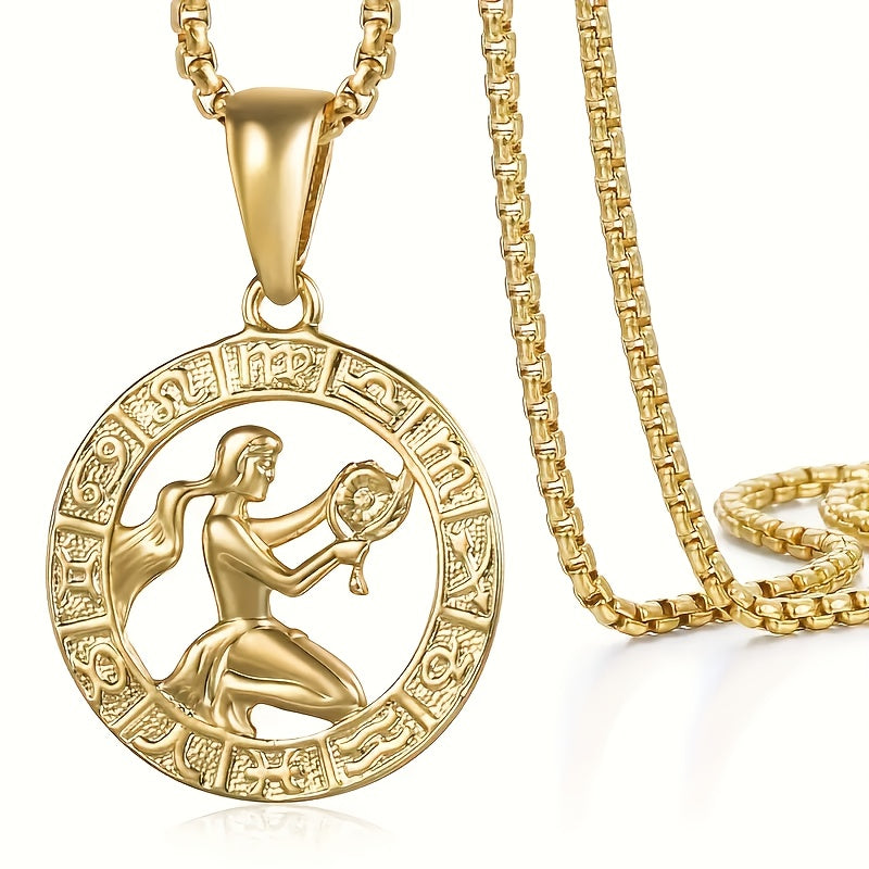 Women'S Men'S Pendant Necklaces 12 Horoscope Zodiac Sign Golden Aries Cancer Scorpio Aquarius Taurus Leo Gemini Virgo Libra Sagittarius Capricorn Pisces 12 Constellations Jewelry Gifts Perfect Birthday Christmas Valentine'S D