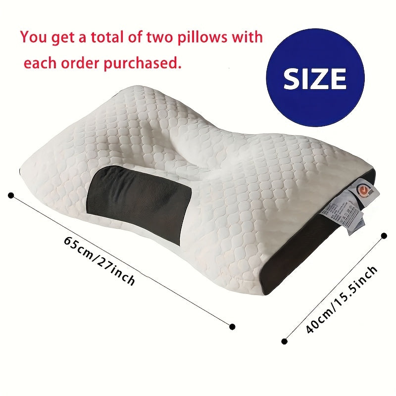 2pcs Modern Pillow with SP Neck Support, Breathable Moisture-Wicking Sweat, Polyester Fiber Cover And 100 Polyester Fiber Filling, Machine Washable, Zipper  All-Season Multi-Purpose Bedding for Any Sleeping Position