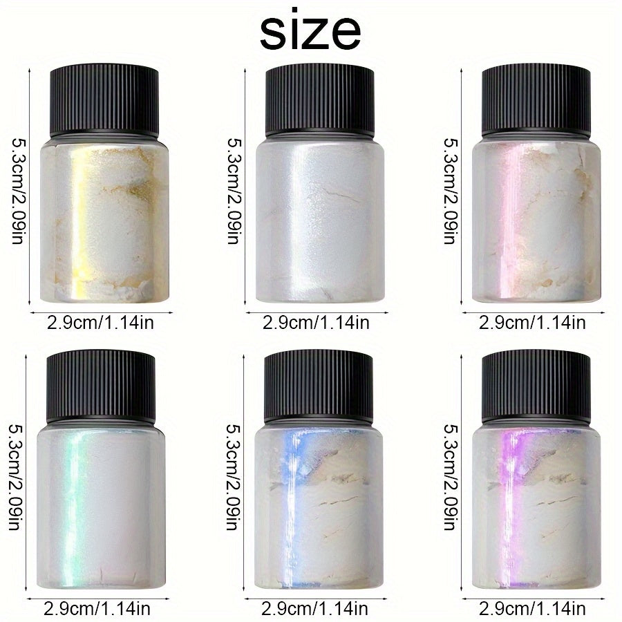3pcs White Pearl Nail Glitter Powder - Aurora Dust & Moonlight Mirror Effect Pigment for Stunning Nail Art