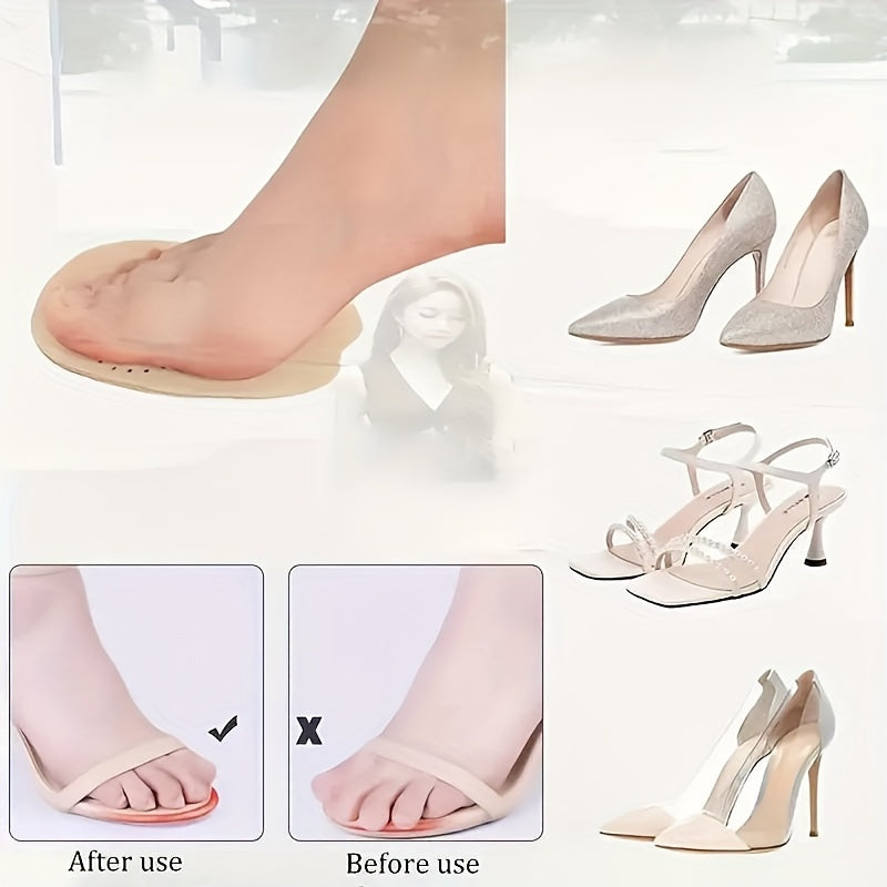 6pcs Anti-Slip Sandal Pads & Cowhide Leather Imitation Insoles for High Heels, Improve Comfort, with Silicone Insoles, Transparent-Slip Forefoot Pads, Washable Shock-Absorbing Self-Adhesive Foot Pads