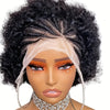 200% Density Short Wig Kinky Curly Human Hair Wig 13x4 Short Afro Kinky Curly Braided Lace Wigs Hand-Braided Box Braids With Short Curly Style Daily Wear & Festival Hair Wig