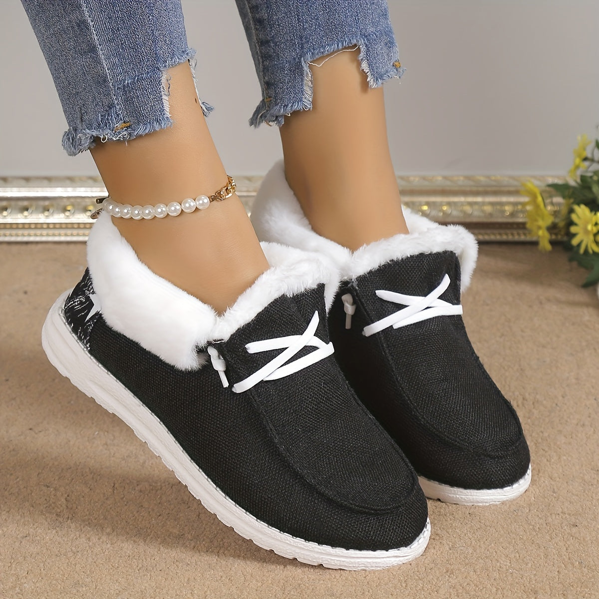 [Cozy Winter Boots] Warm & Cozy Women's Plush Lined Shoes - Thermal Winter Ankle Boots, Slip on Snow Boots