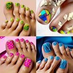 96pcs (4Pack)Reusable Nail Stickers with Mixed Color Short Squares, Glossy Surface, Leaf And Flower Patterns, Suitable for Spring And Summer Fashion Press Nail Stickers