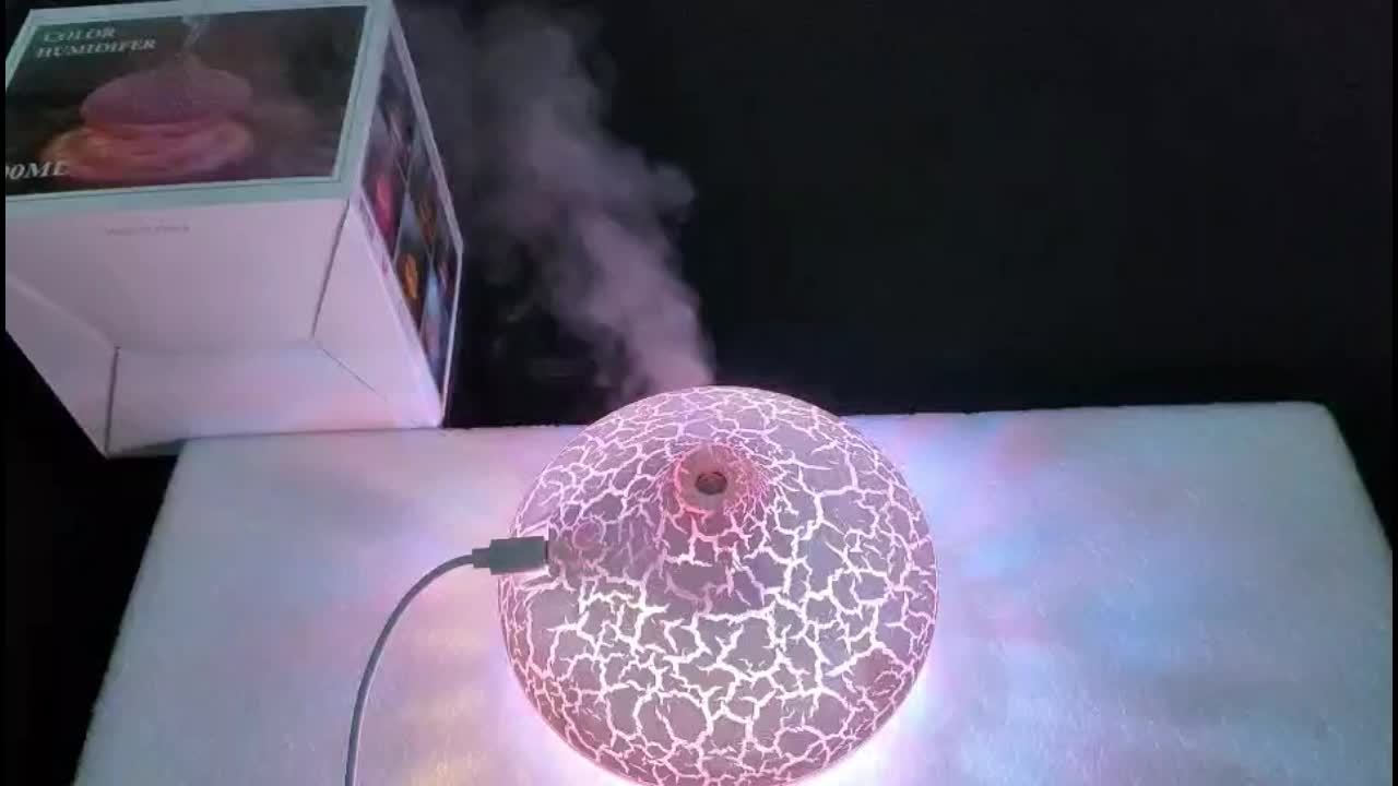 Crystal Crack 1pc USB Humidifier Aroma Diffuser - 300Ml Silent Nano Mist Beauty Hydration Device with Colorful Ambient Light - Powered by USB, Does Not Include Batteries