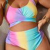 Women's Large Size Candy Color Separated Bikini Swimsuit