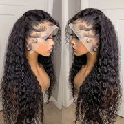 24/32 Inch Curly Wave Lace Front Wig for Women - 13x4 Glueless Deep Part Synthetic Heat Resistant Fiber Wig with, 180% Density Loose Wavy Hairpiece for Halloween Christmas Daily Party Use, Party Hairpiece | Wig | Easy Wear Wi