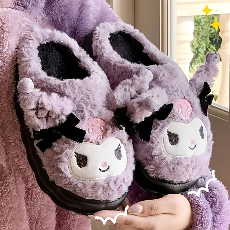 Sanrio Hello Kitty Women'S Cozy Fleece-Lined Winter Slippers, Indoor Warm Slippers, New Year Gift, Non-Slip, Washable, Holiday Present.