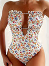 Women Bikini, Strapless Backless Floral Slim Fit Summer Swimsuit Swimming Bathing Swimwear