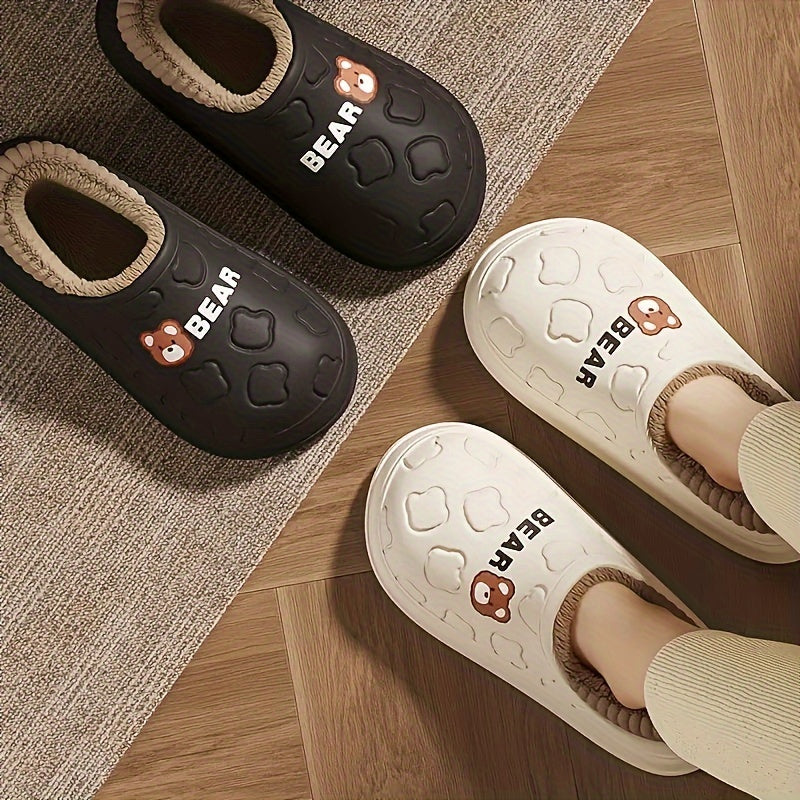 Winter Warm Cozy Waterproof Fleece Lined Slippers - EVA Insulated Home Shoes for Indoor and Outdoor Use, Maternity Slippers for Men and Women