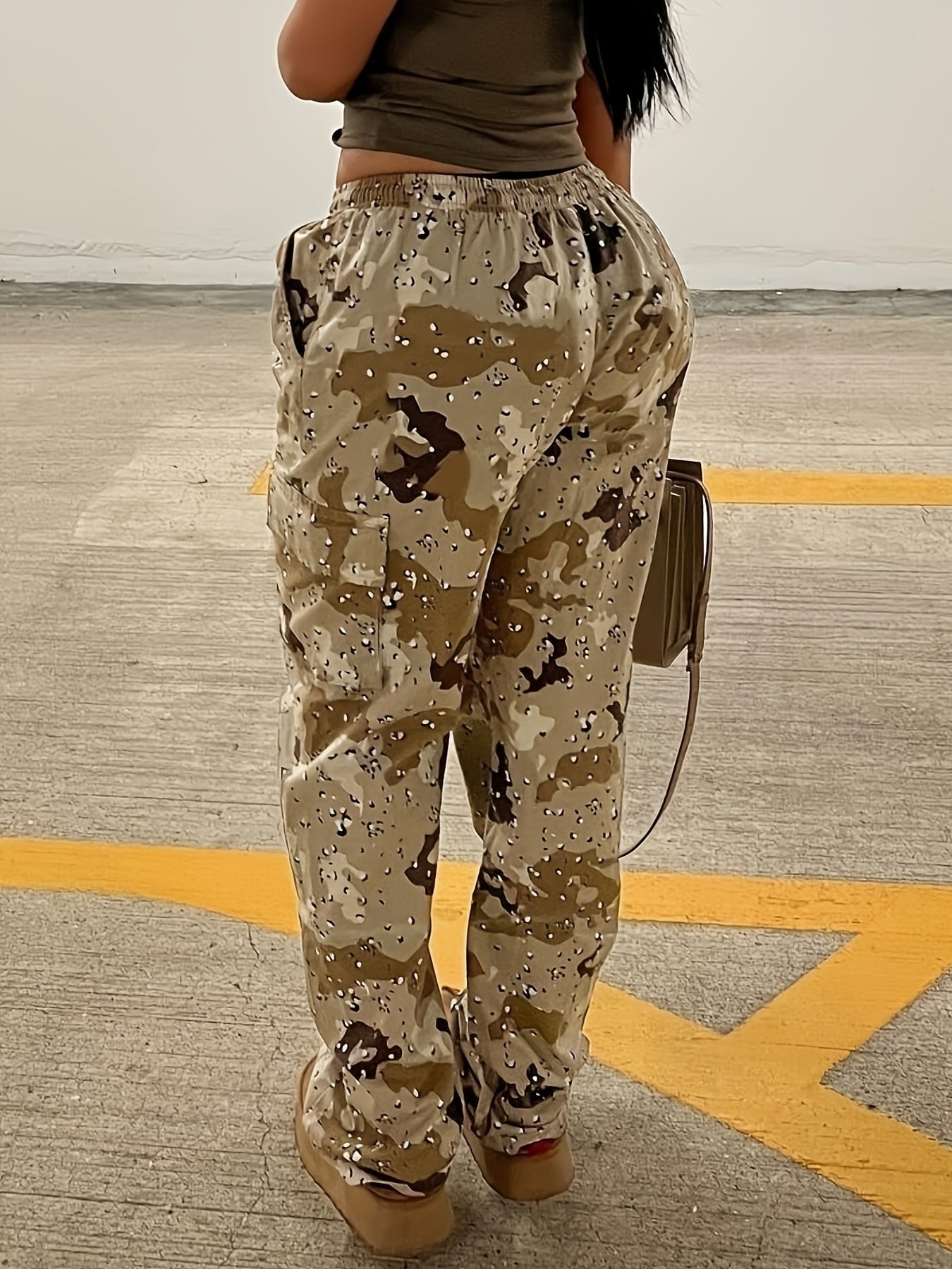Y2K Style Paisley Pattern Drawstring Cargo Pants, 95% Polyester 5% Spandex, Machine Washable - Spring/Summer/Fall, Work Pants
