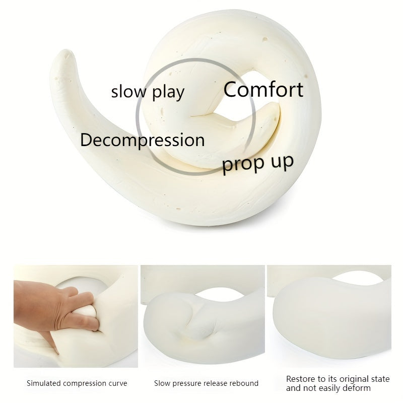 Comfortable Memory Foam 1pc Travel Pillow - Breathable, Machine Washable - For Airplane, Office, Car, and Home Lounging