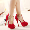 Party & Dress Ankle T-strap Platform Peep Toe Pumps - Women's Stiletto High Heels