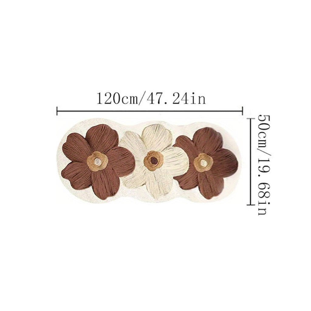 1000g 10mm Polyester Fluffy Floral Area Rug for Bedroom, Indoor Use, Machine Washable, Non Slip, Irregular Shape