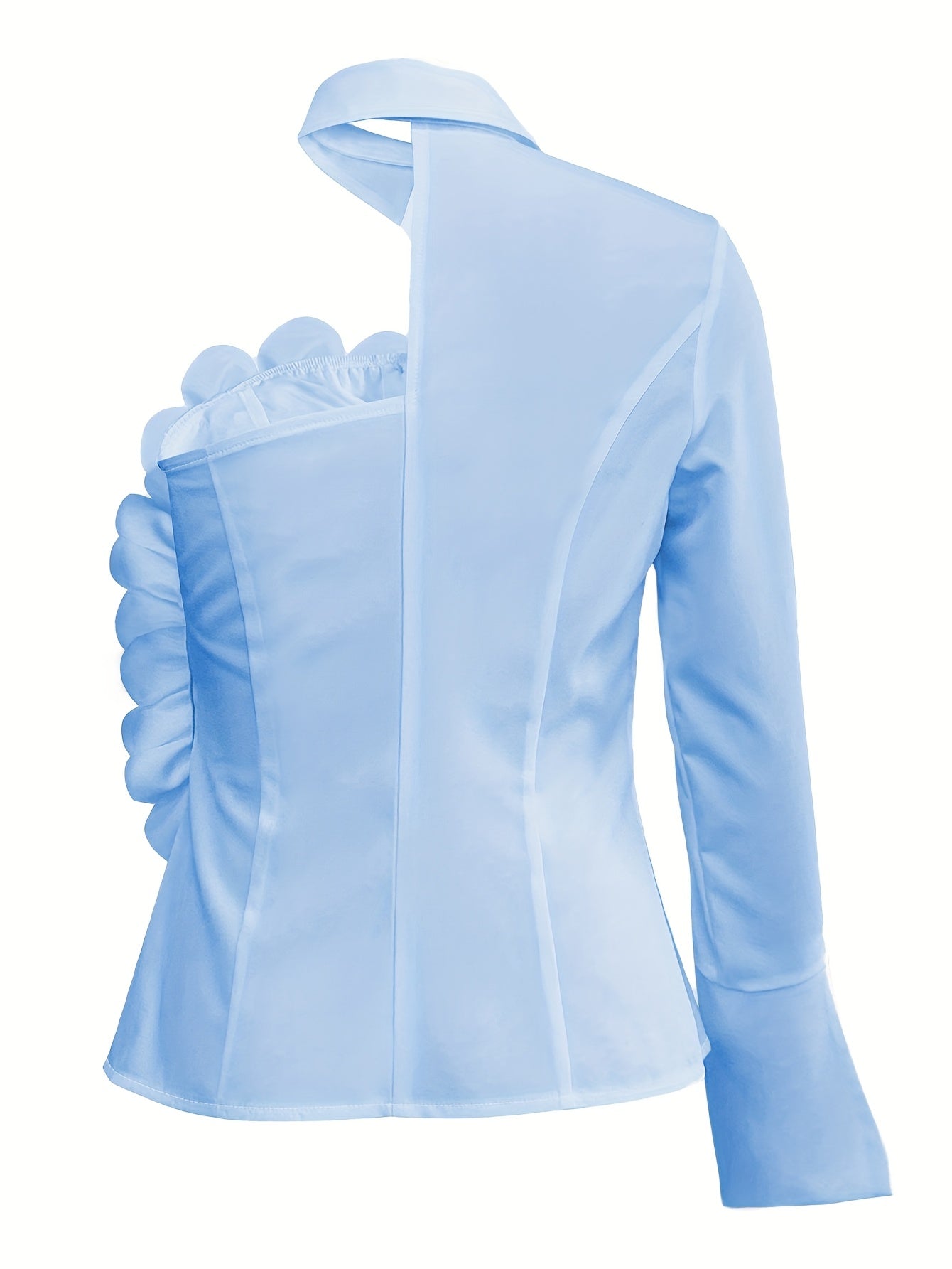 Women's Sexy Off-Shoulder Ruffled Blouse - Semi-Sheer Solid Color Top with Floral Accents, Machine Washable Spring/Summer Shirt for Casual & Formal Outfits
