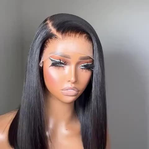 Elegant Straight Bob Wig - 200% Density 13x4 HD Lace Front, Pre-Plucked with Baby Hair, Glueless Brazilian Human Hair, Shoulder-Length Bob Style for Women, Natural Look, 100% Real Human Hair, Short Hair Wig